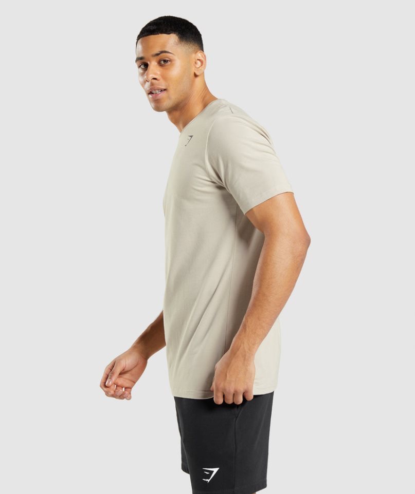 Men's Gymshark Essential T-Shirts Beige | NZ 4CTYHW